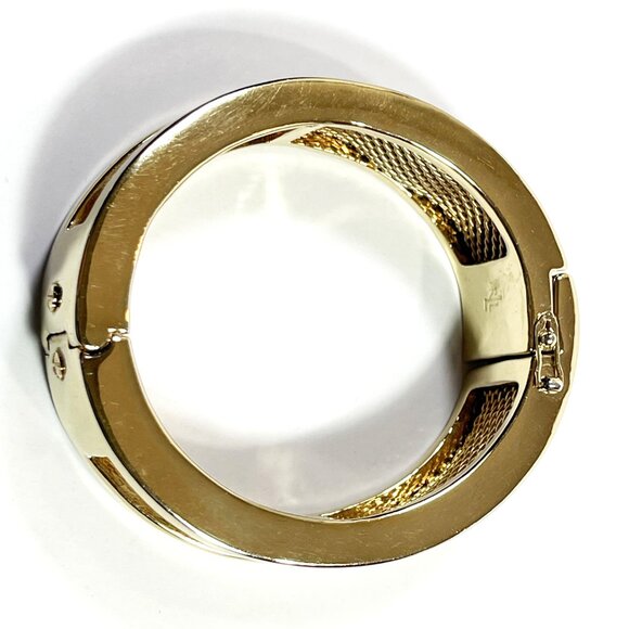 Vintage RLL RALPH LAUREN Bracelet Hinged Cuff Bangle Mesh Gold Tone Small - Picture 2 of 9